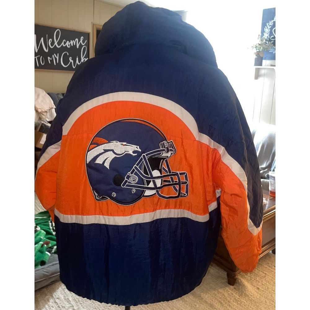 NFL Denver Broncos Blue and Orange Puffer Jacket